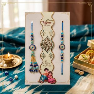 Grihvastu Handcrafted Evil Eye Bhaiya Bhabhi Rakhi Set (Pack of 2)