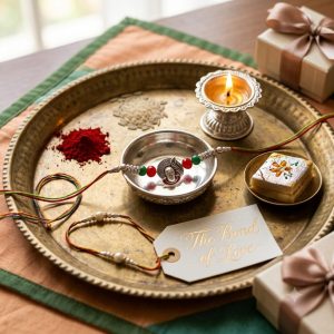 Grihvastu Handcrafted Premium Silver-Finish Shiv-Shivling Devotional Rakhi (Single String)